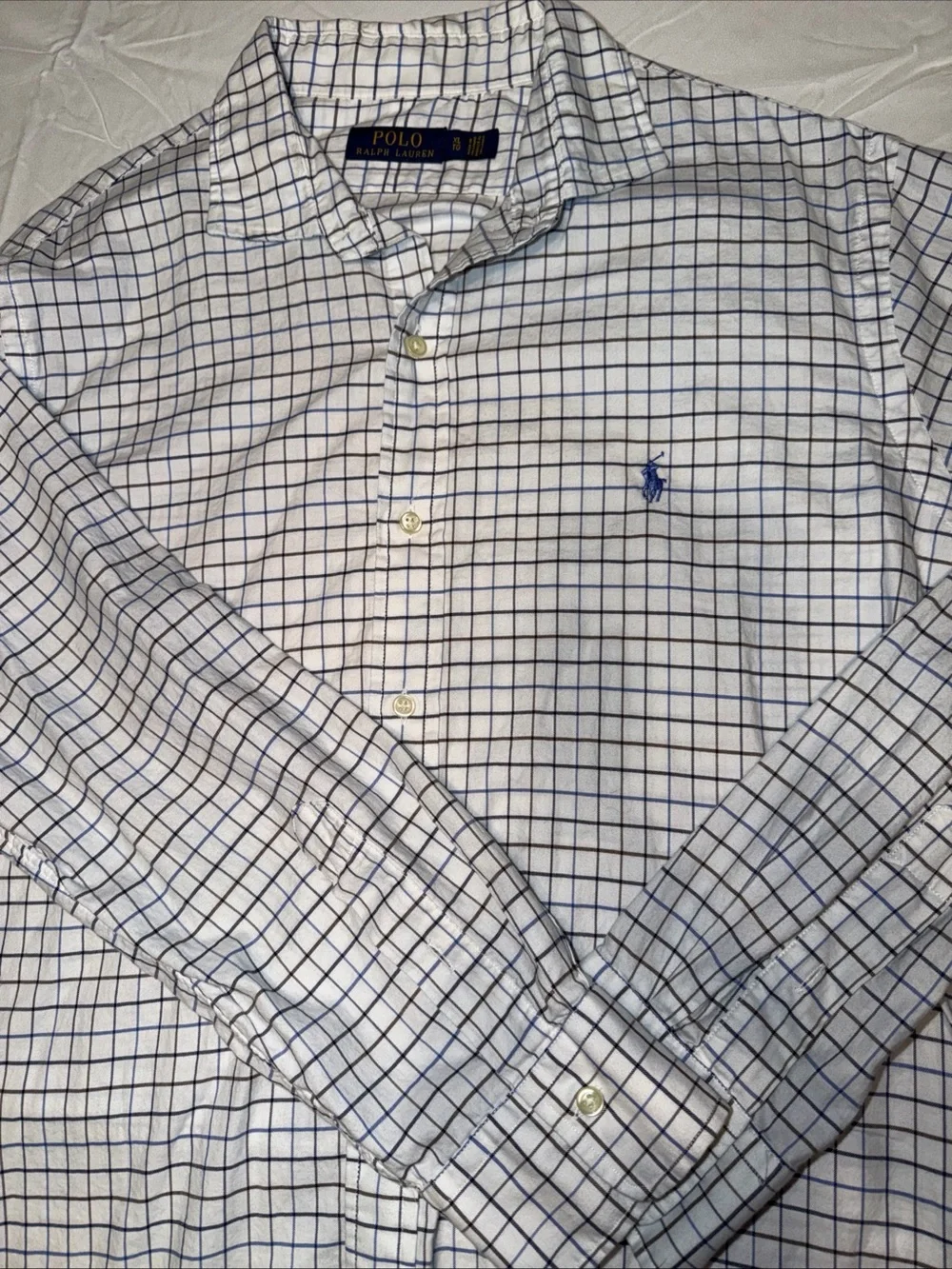 Polo by Ralph Lauren White Shirt with Blue Windowpane Check